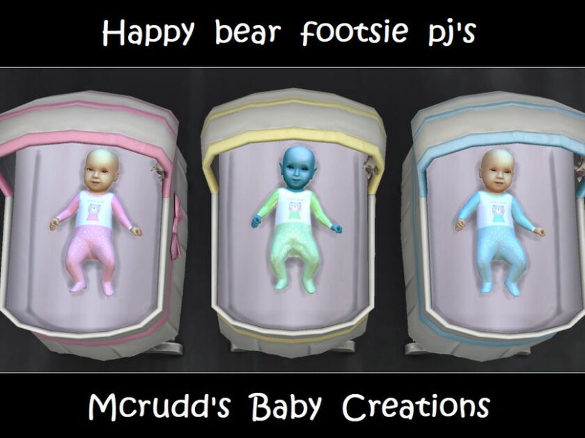 Happy Bear Footsie PJ’S By Mcrudd Sims 4 CC