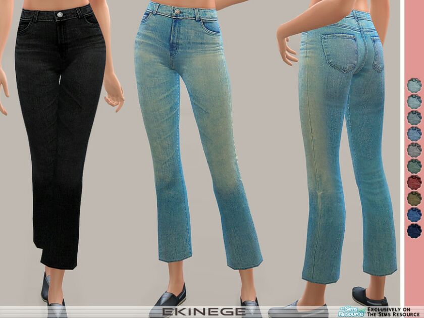 High Waist Crop Bootcut Jeans By Ekinege Sims 4 CC