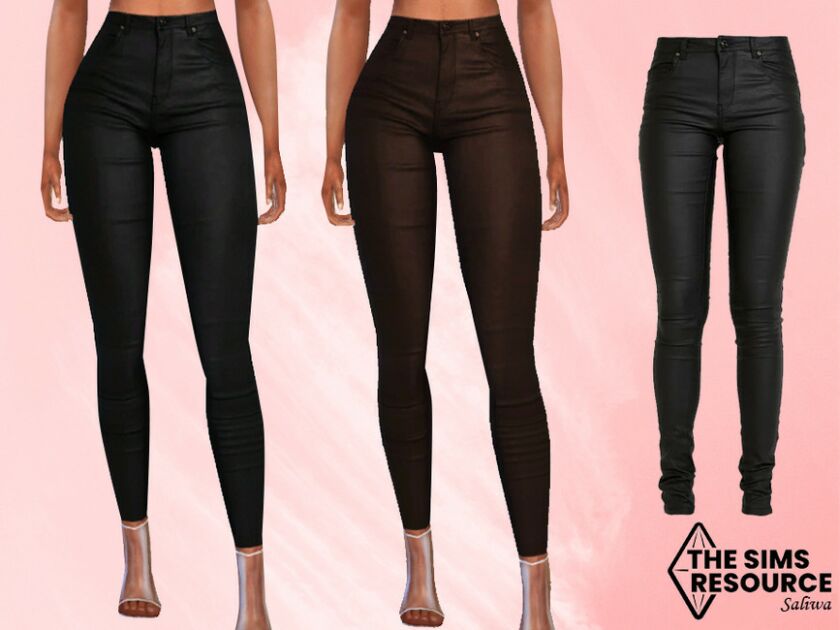 High Waisted Leather Pants By Saliwa Sims 4 CC