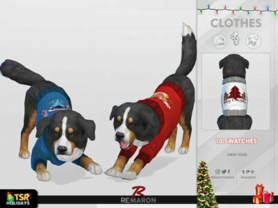 Holiday Wonderland – Christmas Sweater For Large Dogs 01 Sims 4 CC