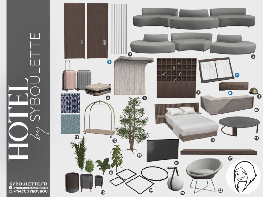 sims 4 cc hotel set by syboulette 10