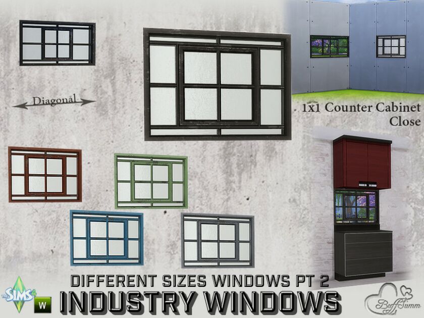 Industry Windows Full Counter Cabinet Close 1×1 Sims 4 CC