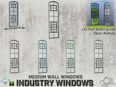 Industry Windows Medium Wall 1×1 Full Curved Open Bottom Sims 4 CC