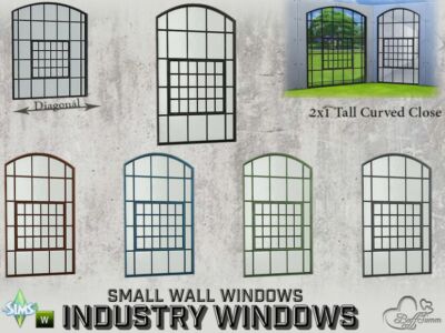 Industry Windows Small Wall 2×1 Tall Curved Close Sims 4 CC