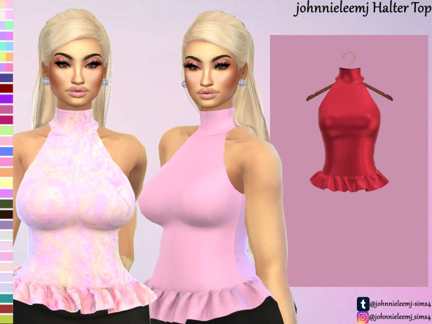 Johnnieleemj Halter TOP By Johnnieleemj Sims 4 CC