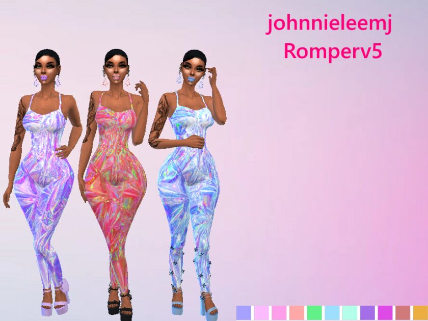 Johnnieleemj Metallic Romper Sims 4 CC