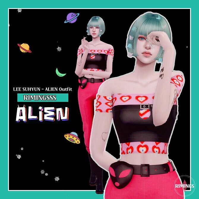 K-Pop Alien Outfit LEE Suhyun By Rimings Sims 4 CC