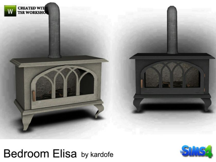 Kardofe_Bedroom Elisa_Fireplace Sims 4 CC