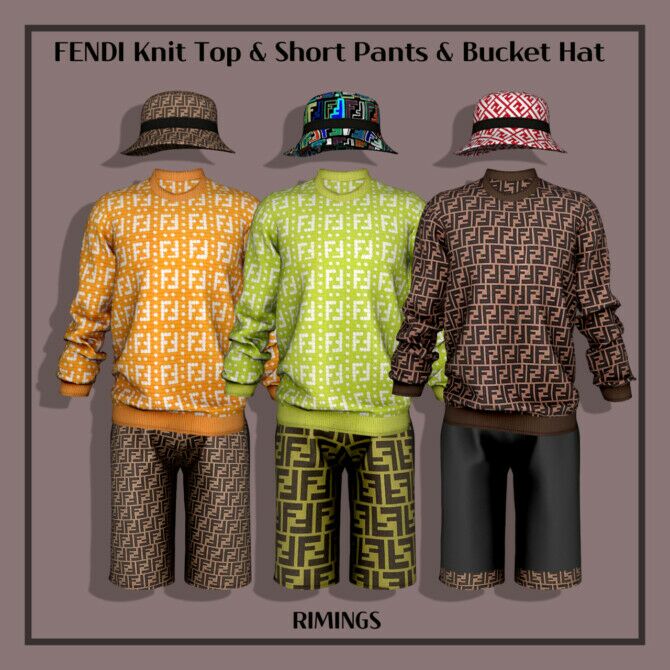 Knit TOP & Short Pants & Bucket HAT By Rimings Sims 4 CC