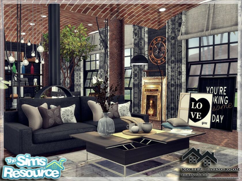 sims 4 cc kortez living room by marychabb 4