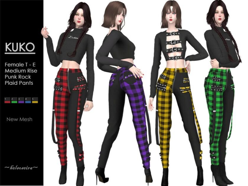 Kuko – Punk Plaid Pants By Helsoseira Sims 4 CC