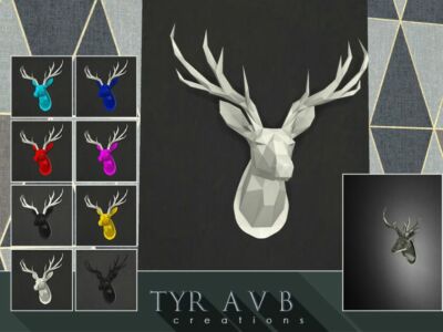 LED Backlit Wall ART Origami Deer Head – (Wall Lamp) By Tyravb Sims 4 CC