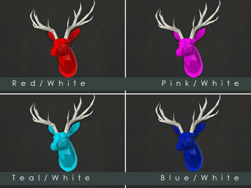 sims 4 cc led backlit wall art origami deer head wall lamp by tyravb 3