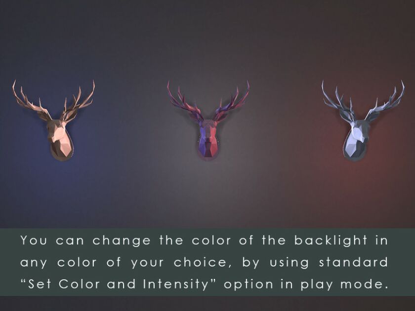 sims 4 cc led backlit wall art origami deer head wall lamp by tyravb 4