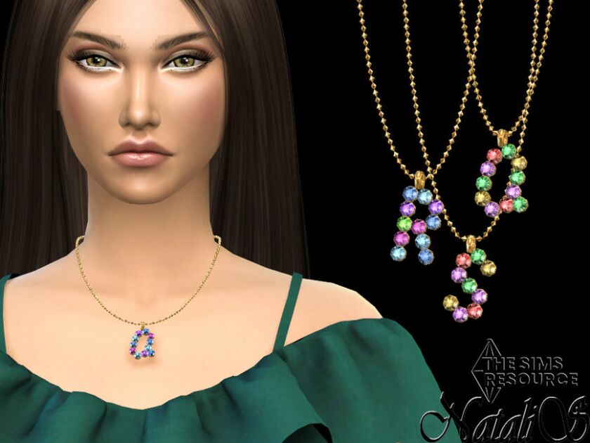 Letter QRS Multicolor Pendant SET By Natalis Sims 4 CC