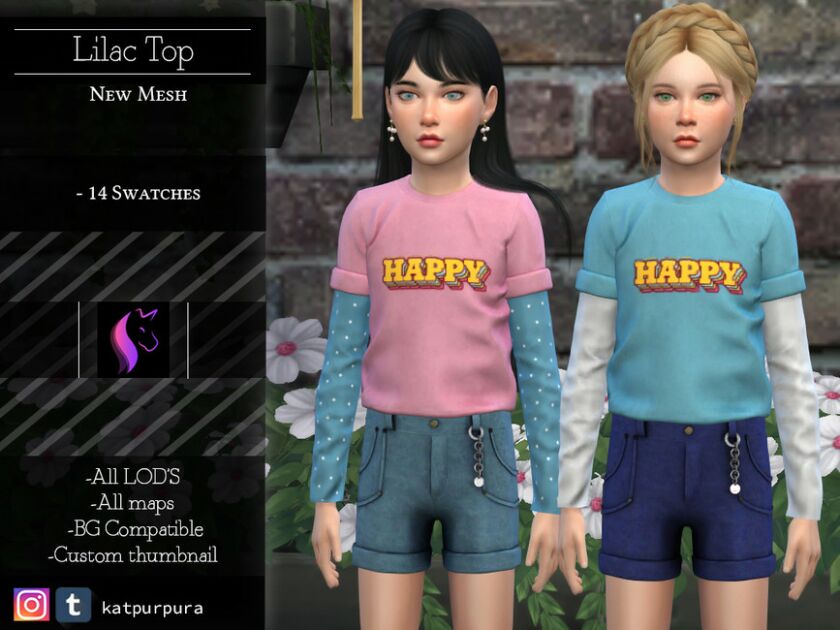 Lilac TOP By Katpurpura Sims 4 CC