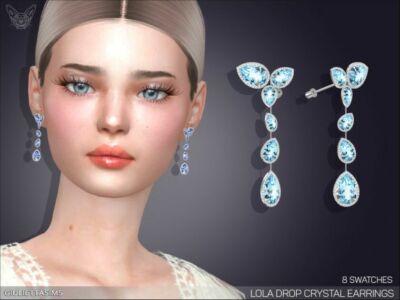 Lola Drop Crystal Earrings By Feyona Sims 4 CC