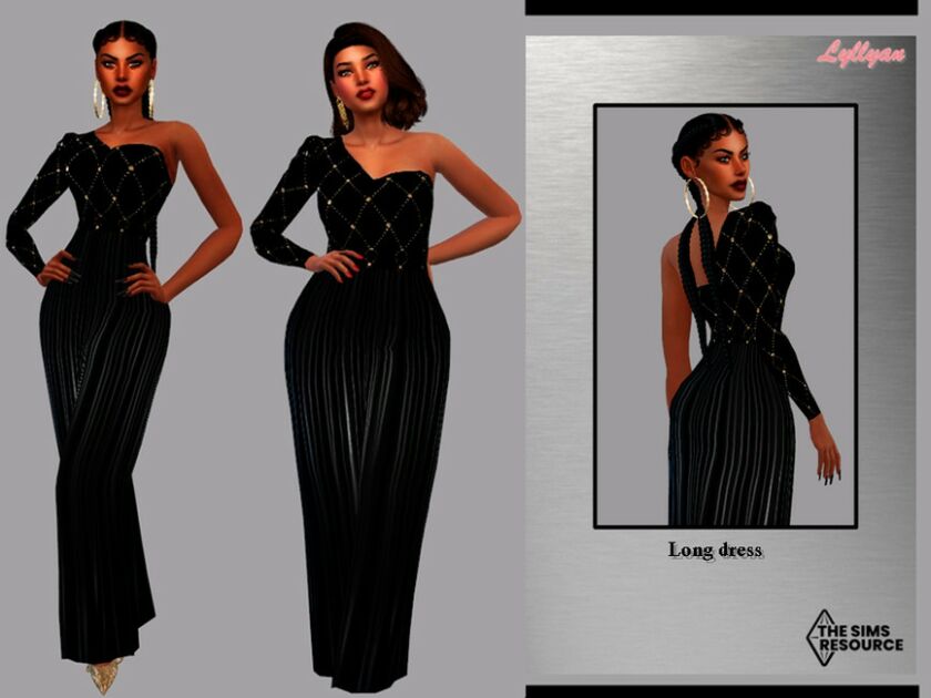 Long Black Dress -Carolina By Lyllyan Sims 4 CC