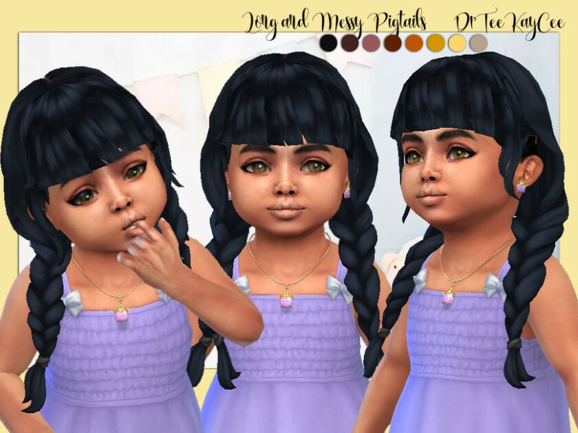 Long Messy Pigtails – Toddler Sims 4 CC