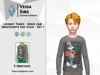 Looney Tunes – Space JAM Sweatshirts For Child – SET 1 Sims 4 CC