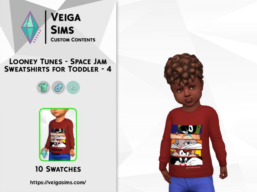 Looney Tunes – Space JAM Sweatshirts For Toddler – SET 4 Sims 4 CC