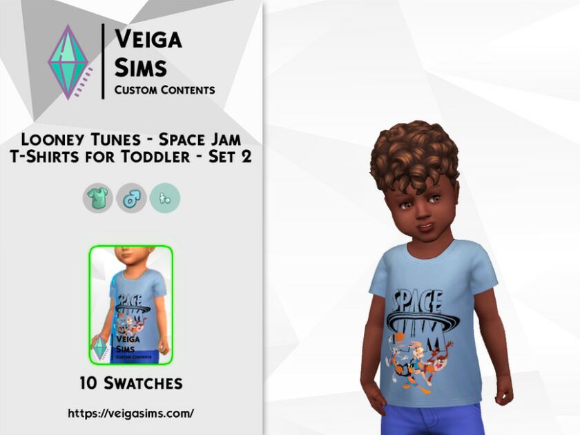 Looney Tunes – Space JAM T-Shirts For Toddler – SET 2 Sims 4 CC