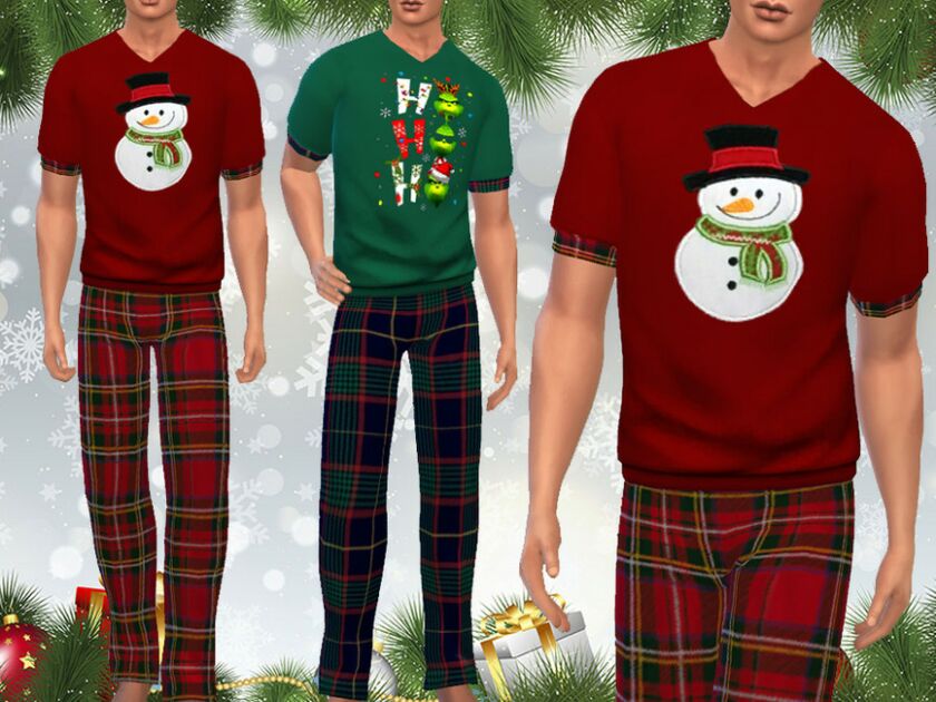 Male Xmas Plaid Pajamas By Saliwa Sims 4 CC