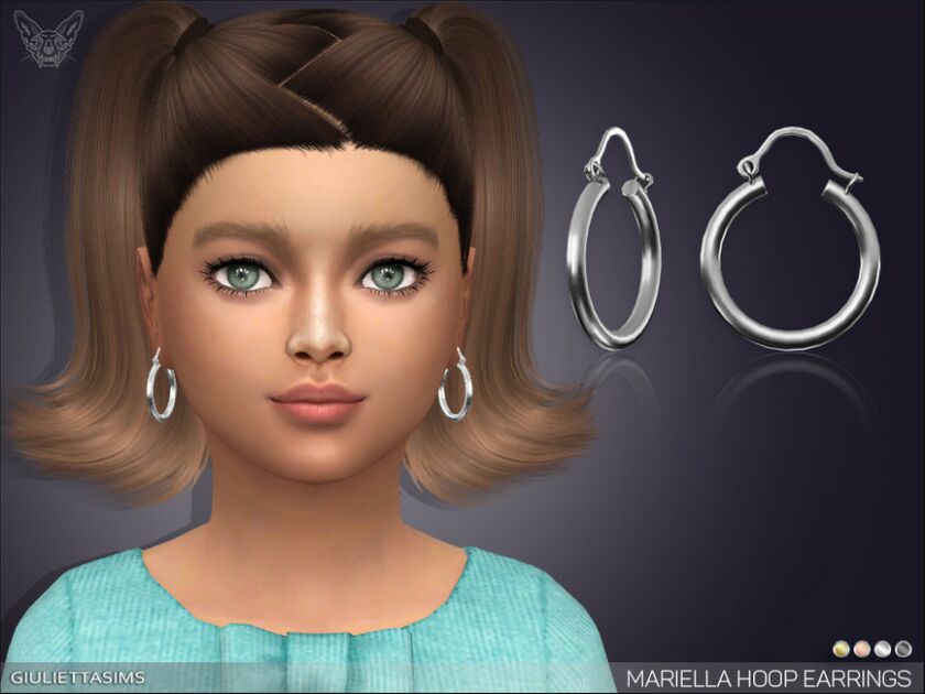 Mariella Hoop Earrings For Kids By Feyona Sims 4 CC