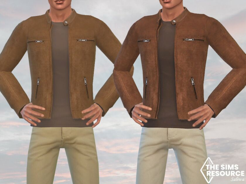 MEN Brown Suet Jackets By Saliwa Sims 4 CC