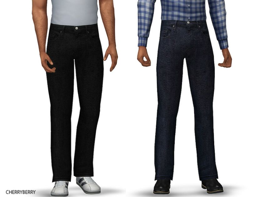 Mens Casual Denim Pants By Cherryberrysim Sims 4 CC