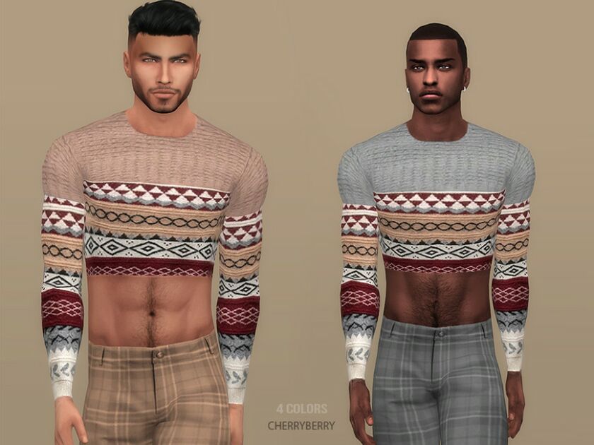 Mens Cropped Sweater By Cherryberrysim Sims 4 CC