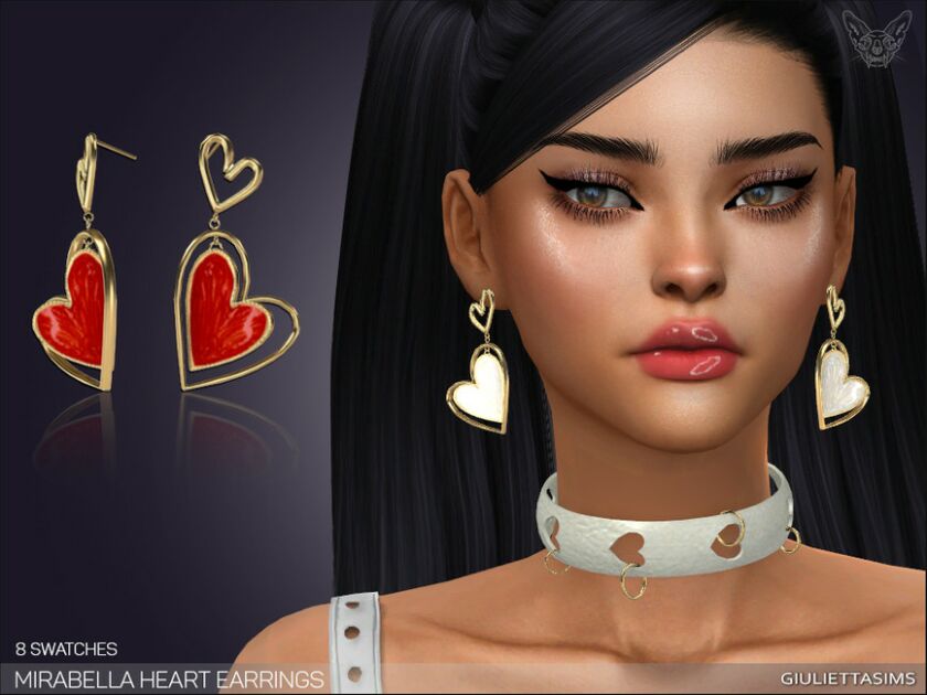 Mirabella Heart Earrings By Feyona Sims 4 CC