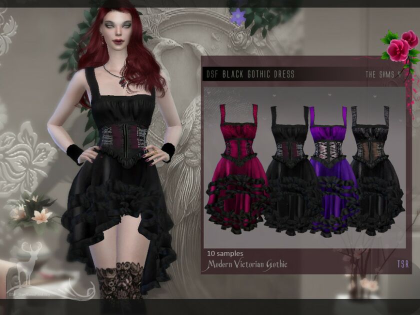 Modern Victorian Gothic_ Black Gothic Dress By Dansimsfantasy Sims 4 CC