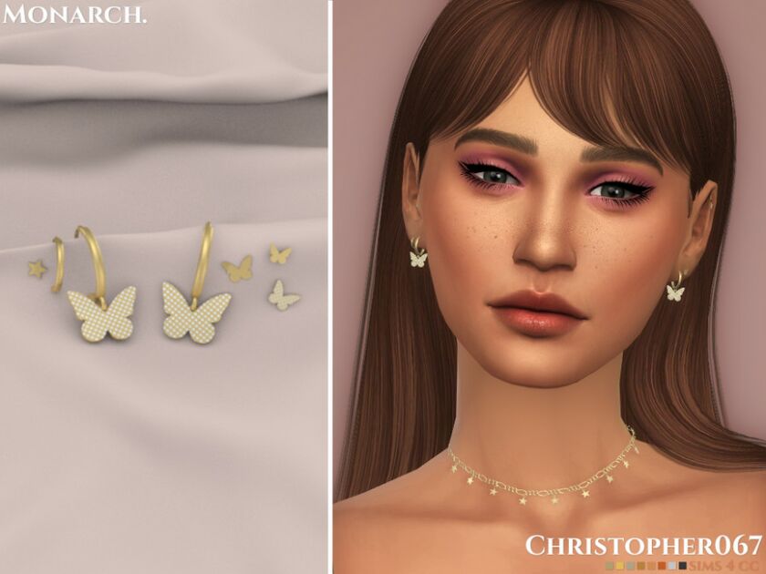 Monarch Earrings / Christopher067 Sims 4 CC