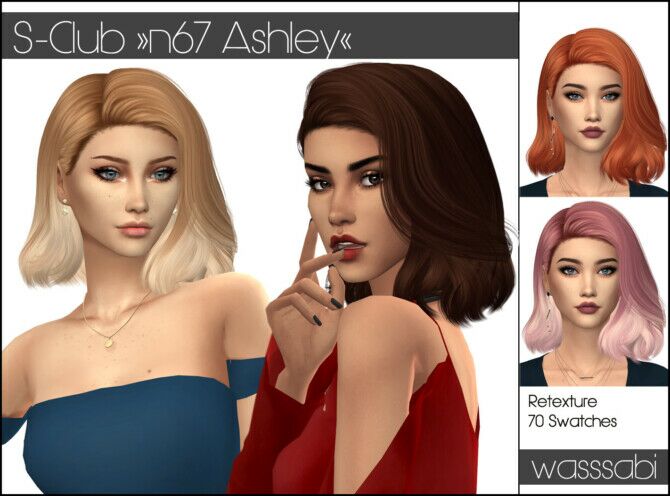 N67 S-Club Ashley Hair Retextured Sims 4 CC