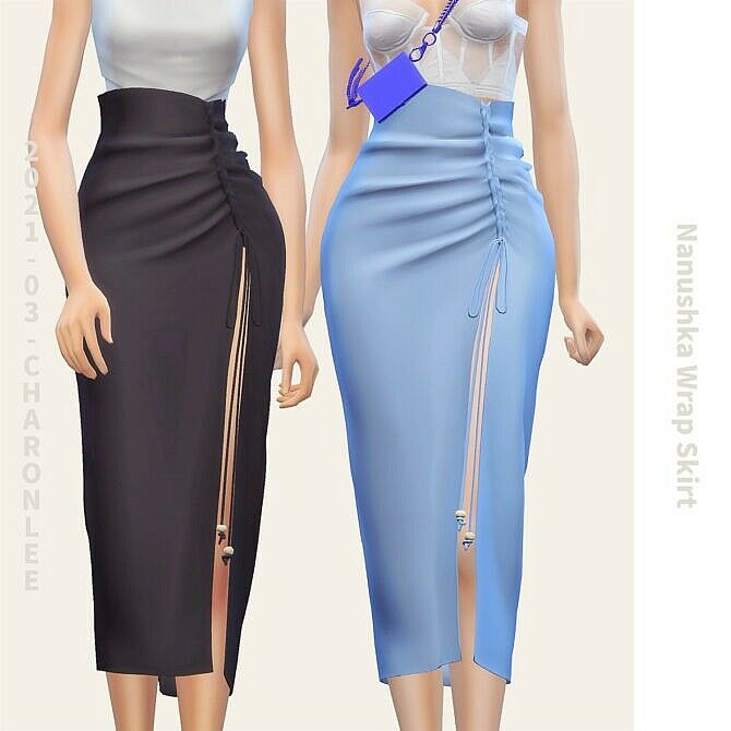 Nanushka Wrap Skirt By Charonlee Sims 4 CC