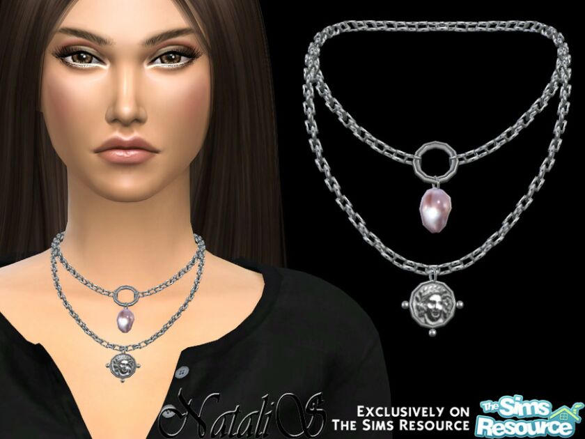 Natalis_Coin Pendant Chain Necklace By Natalis Sims 4 CC