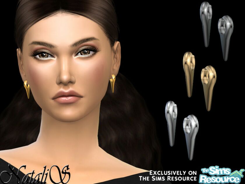 Natalis_Needle Metal Earrings By Natalis Sims 4 CC