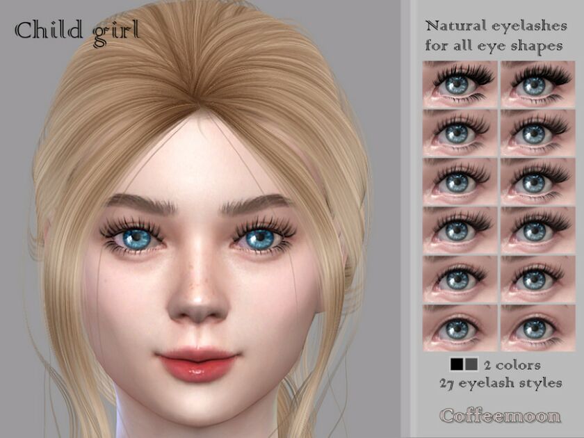 Natural Eyelashes For ALL EYE Shapes (Child Girl) By Coffeemoon Sims 4 CC