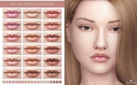 Natural Lipstick & Highlighter Sims 4 CC