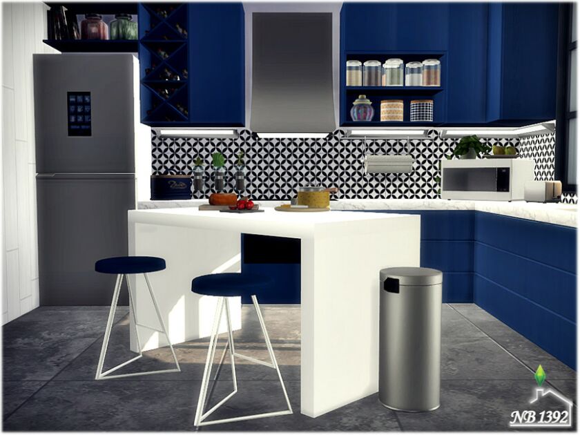 sims 4 cc navy bluewhite kitchen by nobody1392 2