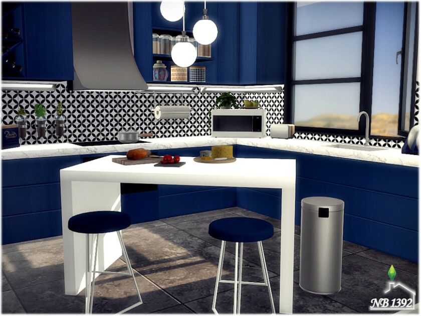 sims 4 cc navy bluewhite kitchen by nobody1392 3