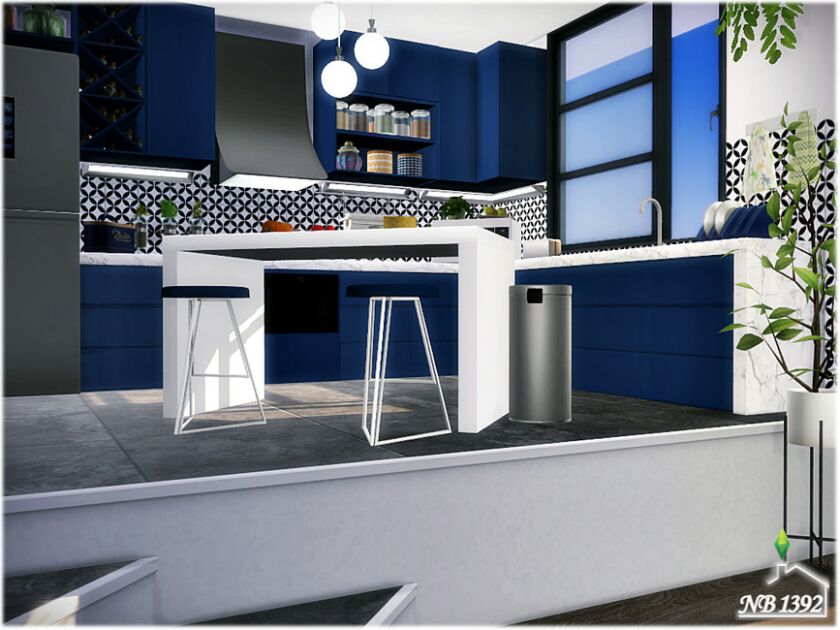 sims 4 cc navy bluewhite kitchen by nobody1392 4