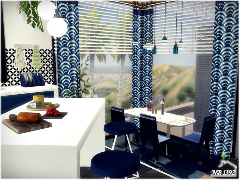 sims 4 cc navy bluewhite kitchen by nobody1392 6