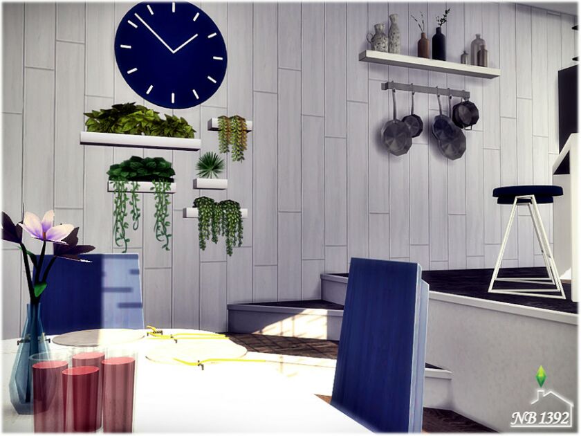 sims 4 cc navy bluewhite kitchen by nobody1392 7