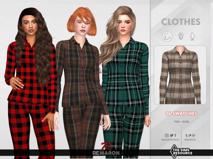 Pajamas Shirt 01 For Female Sims 4 CC