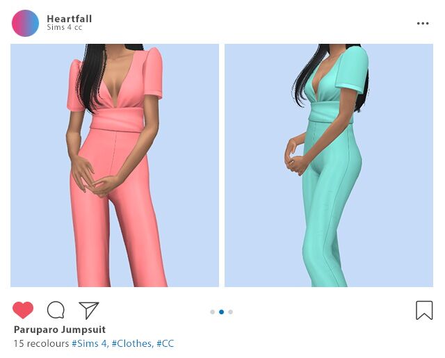 Paruparo Jumpsuit Recolors By Heartfall Sims 4 CC