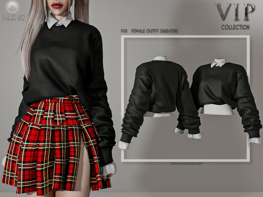 [Patreon] (Early Access) Female Outfit (Sweater) P30 By Busra-Tr Sims 4 CC