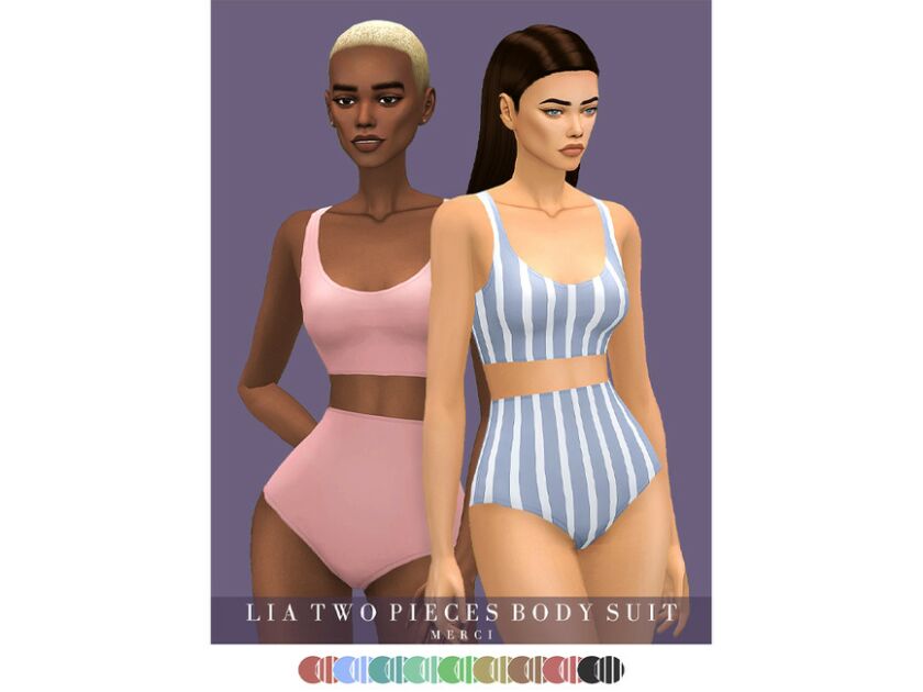 ‘-Patreon- LIA TWO Pieces Body Suit By ‘-Merci- Sims 4 CC