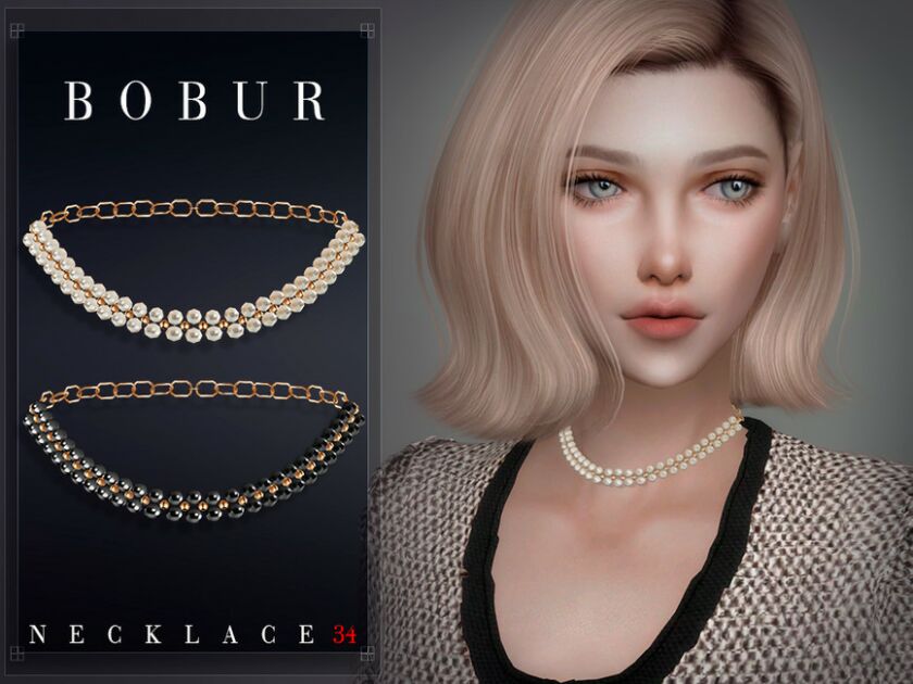 Pearl Chain Necklace By Bobur3 Sims 4 CC